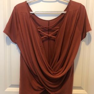 SUPER CUTE DRAPED, CROSS NECK TOP